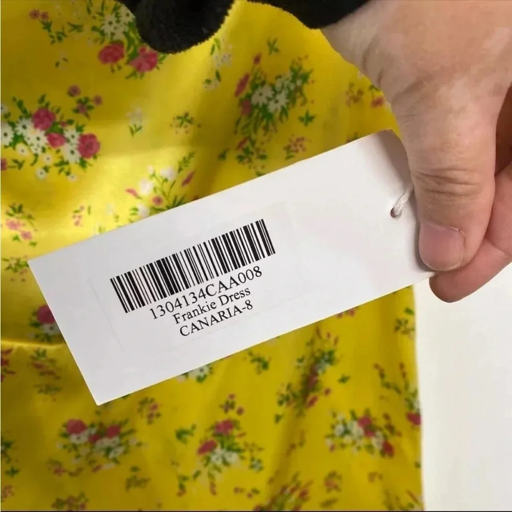 NWT REFORMATION‎ Frankie Silk Dress - Canaria 8 Yellow Floral Maxi